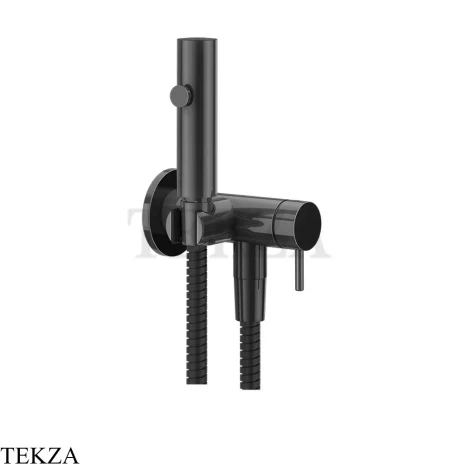 Gessi Гигиенический душ со смесителем, выводом воды и держателем 45131-706, black хром глянец