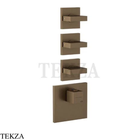 Gessi Rettangolo Wellness Термостат 3 выхода, внешняя часть 43216-761, Coffee Bronze Brushed PVD