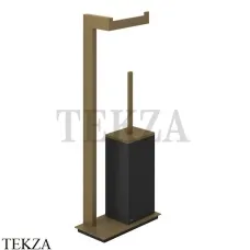 Gessi Rettangolo Стойка напольная с бумагодержателем и ершиком, черный 20934-713, Antique Brass