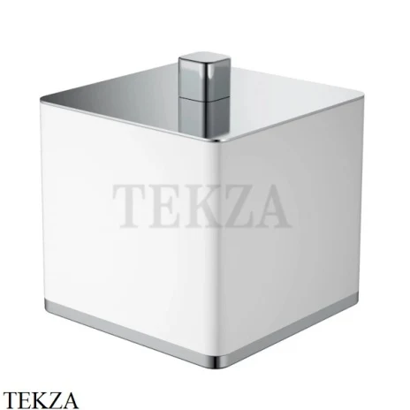 Boheme Q Емкость для ватных дисков с крышкой 10964-W-CR, белый-хром глянец