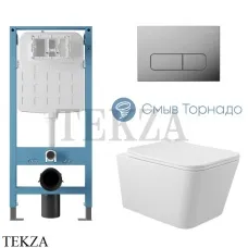 Aqueduto MACIO Plus Комплект унитаза торнадо c инсталляцией, кнопка хром глянец AQDS375T, Белый глянец