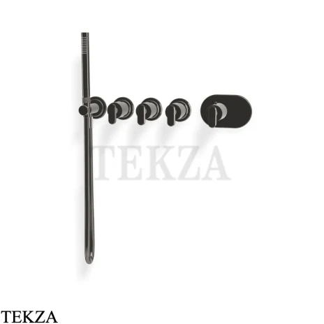 FIMA Carlo Frattini Park Line Термостат для ванны и душа, 3 потока, внешняя часть F1368X3CN, black chrome