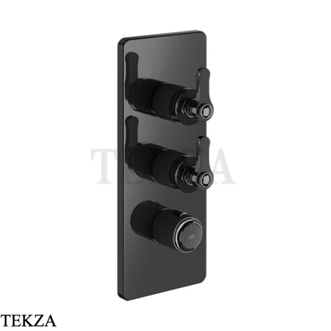 Gessi VENTI20 Термостат для душа, 2 потока, внешняя часть 65200-706, Black Metal PVD