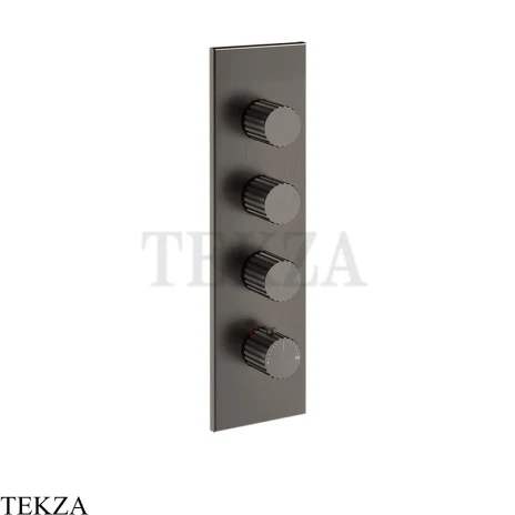 Gessi Incastri Термостат для душа 3 потока, внешняя часть 75316-707, black хром Brush