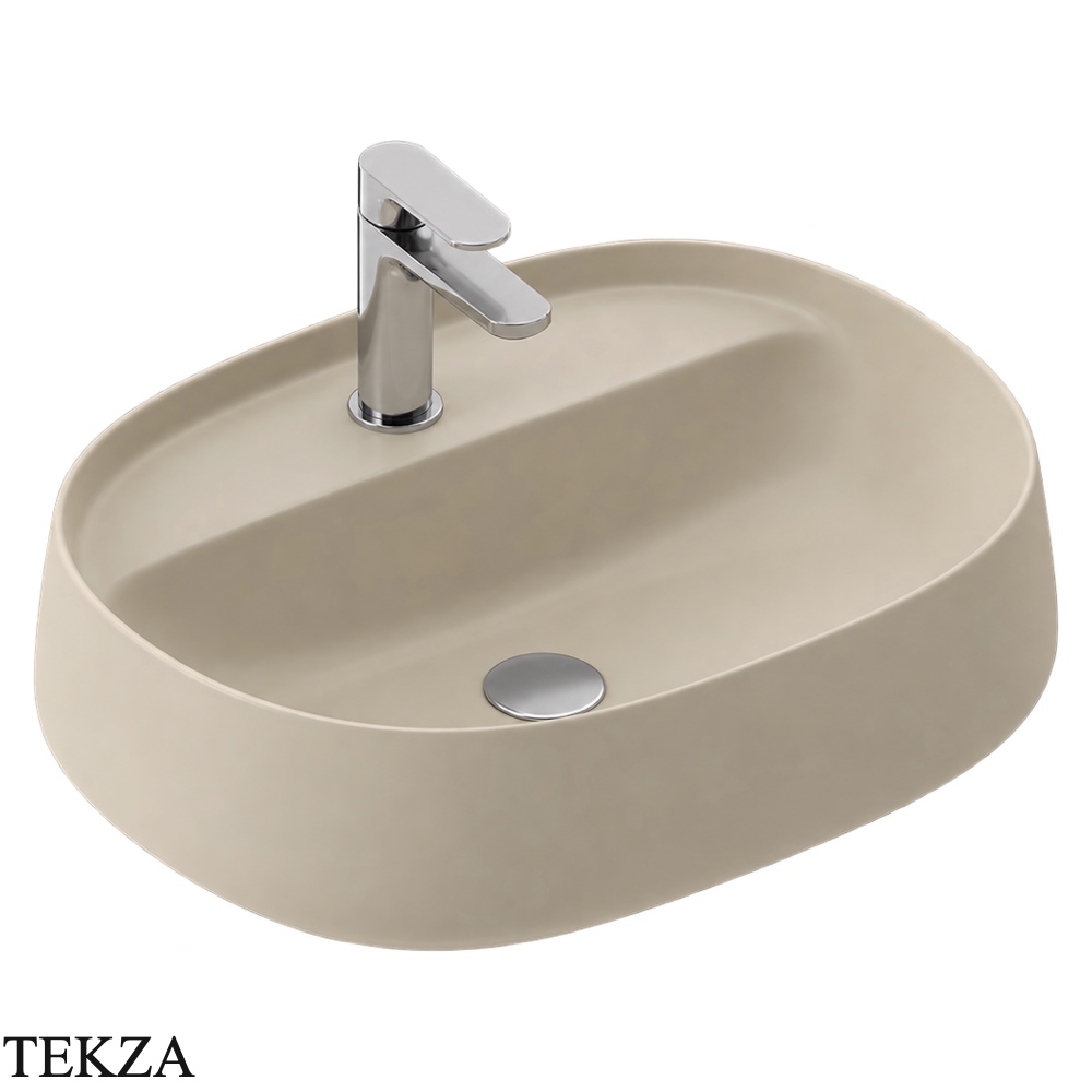 ArtCeram Whisky раковина накладная овальная The.Saniglaze с 1 отверстием WHL003 59 34, Sand матовый