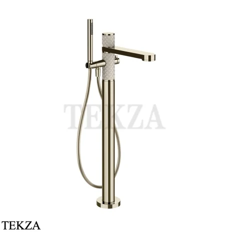 Gessi Pelle Tresse Смеситель для ванны напольный, с гарнитуром, 78228-433, Crème/ Nickel PVD