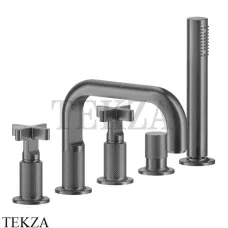 Gessi INCISO+ Смеситель на борт ванны с гарнитуром 58140-707, Black Metal Brushed