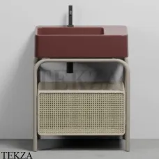 CIELO MARCEL Консоль напольная с ящиком Tinto naturale, раковина Corallo