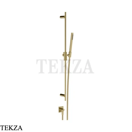 Gessi Inverso Diamantato Штанга в комплекте с душевой лейкой и выводом 73641-727, Brushed Brass PVD