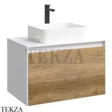 Aqwella MOBI Тумба подвесная с двумя ящиками 80 см MOB0108W, белый глянец/дуб