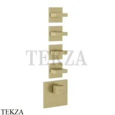 Gessi Rettangolo Wellness Термостат на 4 выхода, внешняя часть 43218-727, Brushed Brass