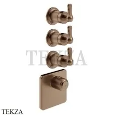 Gessi VENTI20 Термостат для душа, 3 потока, внешняя часть 65206-708, Copper Br. PVD