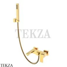 Boheme Qubic Смеситель для ванны, ручной душ с держателем 473-G, Золото глянец