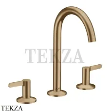 Axor ONE Смеситель для раковины 3 отв. Select 170, гарнитур Push‑Open 48050140, Brushed Bronze