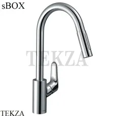 Hansgrohe Focus M41 Смеситель для кухни с выдвижной лейкой 2jet sBox 73880000, хром  глянец