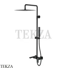 Boheme Qubic Стойка для душа со смесителем, излив, верхний душ 478-B, черный матовый