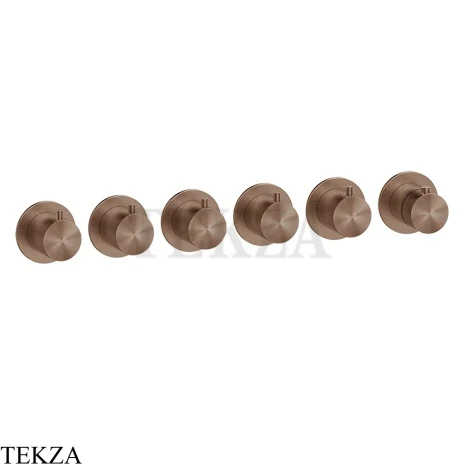 Gessi 316 SHOWER Термостат для душа на 5 выходов, внешняя часть 54340-708, Copper Brushed PVD