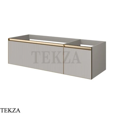 ARMADI ART QUATRO Тумба под раковину 140 см 790-M2-140-CM-RIB-MG, CASHMERE (кашемир) FUGA (рифлёный фасад), профиль MATT GOLD (матовое золото)