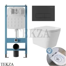 Aqueduto MACIO Plus Комплект унитаза торнадо c инсталляцией, кнопка черный матовый AQDS150Т, Белый глянец