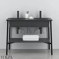 CIELO CATINO DOPPIO Консоль с двойной керамической раковиной, Basalto-черный