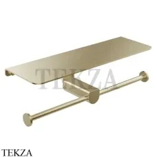 Gessi RILIEVO Держатель для бумаги двойной с крышкой-полкой 59450-727, Brushed Brass PVD
