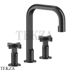 Gessi INCISO+ Смеситель для раковины 3 отверстия, средний, с донным клапаном 58113-707, Black Metal Brushed