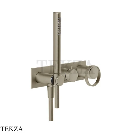 Gessi ANELLO Смеситель для душа 2 потока, с гарнитуром, внешняя часть 63343-149, Finox Brushed Nickel