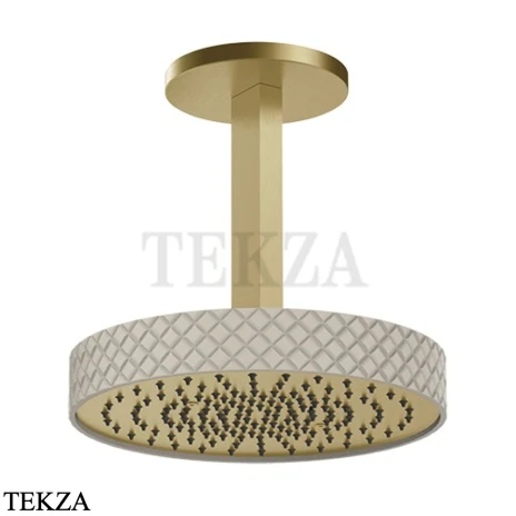 Gessi Pelle Tresse Верхняя лейка D30,5 см с потолочным кронштейном под размер, 78252-435, Crème/ Brass Br. PVD