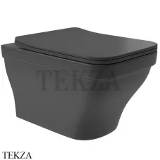 Aqueduto ESTETA Унитаз напольный безободковый, сиденье с микролифтом EST0140, Черный матовый