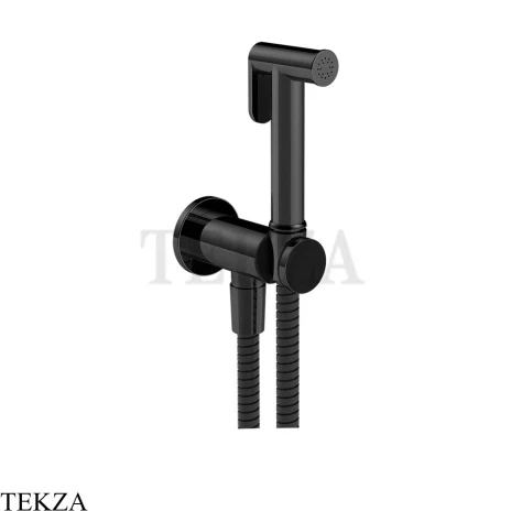 Gessi Гигиенический душ с выводом воды и держателем 14331-706, black хром глянец
