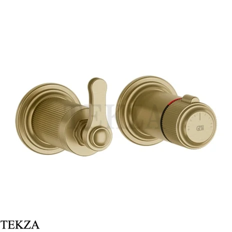 Gessi VENTI20 Термостат для душа, 3 потока, внешняя часть 65237-727, Brushed Brass PVD