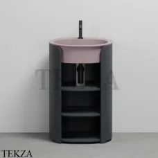 CIELO I Catini Tiberino Тумба отдельностоящая CAMTL, с 3-мя полками, слив в стену, Basalto-Cipria
