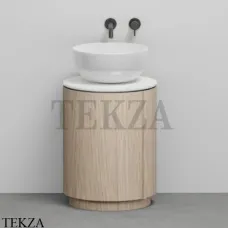 CIELO Arcadia Tiberino Тумба TIMOPE с раковиной белый глянец, слив в стену, Rovere naturale