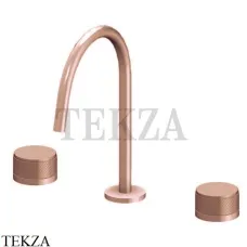 Gattoni MD Смеситель для раковины на 3 отверстия, San Giulio, с донным клапаном MD100/23RS, Gold pink