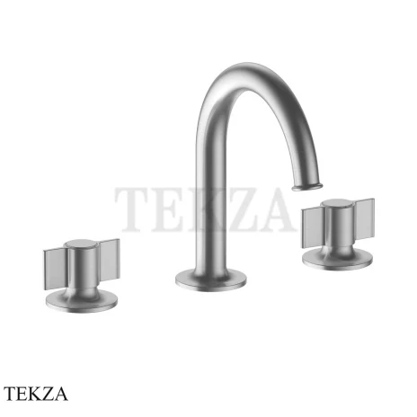 Fantini Flora Смеситель для раковины, с донным клапаном 7692J407, Brushed Steel Look PVD