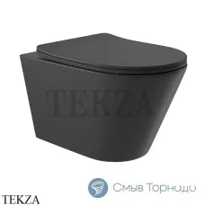 Aqueduto CONE Унитаз подвесной безободковый торнадо, сиденье c микролифтом CONT2140, Черный матовый