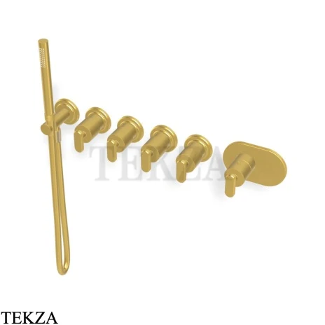 FIMA Carlo Frattini Park Line Термостат для ванны и душа, 4 потока, внешняя часть F1368X4OS, brushed gold