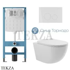 Aqueduto OVO Plus Комплект унитаза торнадо c инсталляцией, кнопка белый глянец AQDS316T, Белый глянец