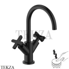 Fantini Icona Classic Смеситель для раковины, с донным клапаном 5313R056F, Черный матовый
