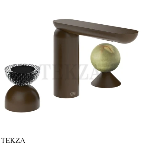 Gessi Perle Смеситель для раковины на 3 отв., без гарнитура 74758-845, бронза Dark Brush