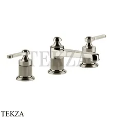 Gessi VENTI20 Смеситель для раковины на 3 отверстия низкий, с донным клапаном 65011-720, Nickel PVD