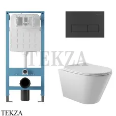 Aqueduto CONE Комплект унитаза c инсталляцией, кнопка черный матовый AQDS215, Белый глянец