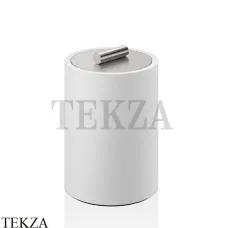 Decor Walther Stone White DMD S Баночка маленькая для ватных дисков и палочек 0971255, белый матовый-stainless steel Decor Walther Stone White DMD S Баночка маленькая для ватных дисков и палочек 0971255, белый матовый-stainless steel