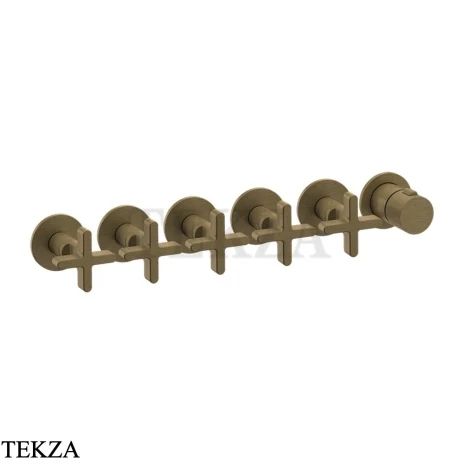 Gessi INCISO SHOWER Термостатический смеситель, 5 потоков, внешняя часть 58440-713, Antique Brass