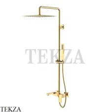 Boheme Qubic Стойка для душа со смесителем, излив, верхний душ 478-G, Золото глянец