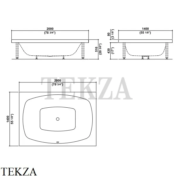 KOS KAOS 2 Ванна встраиваемая на раме из метакрилата 1KAAA, белый глянец