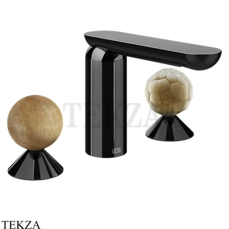 Gessi Perle Смеситель для раковины на 3 отв., без гарнитура 74345-706, black хром глянец