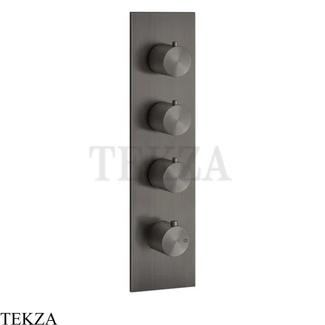 Gessi 316 WELLNESS Термостат 3 выхода на планке, внешняя часть 54516-707, Black Metal Brushed PVD