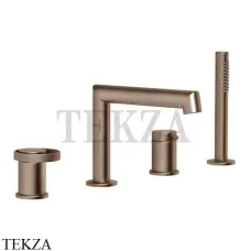 Gessi ANELLO Смеситель на борт ванны с изливом и душевым гарнитуром 63337-708, Copper Brushed