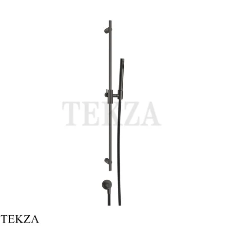 Gessi ANELLO Штанга в комплекте с душевой лейкой и выводом 63482-707, Black Metal Brushed PVD